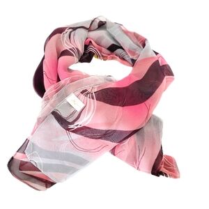 Ladies Scarf Fuchsia White Swirls Sheer
